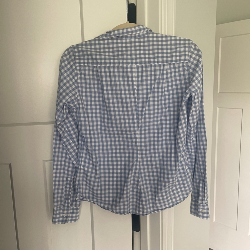 Frank & Eileen Barry Blue White Gingham Button‎ Down View 4